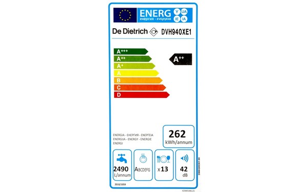DE DIETRICH DVH940XE1 - &Eacute;tiquette &eacute;nergie