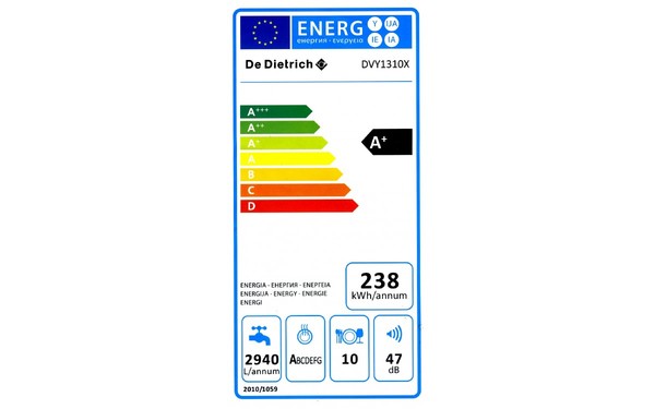 DE DIETRICH DVY1310X - &Eacute;tiquette &eacute;nergie