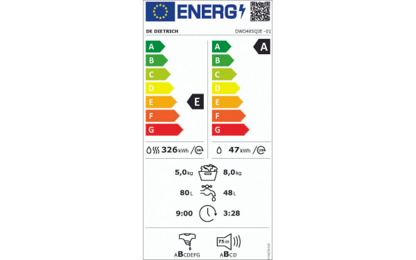 DE DIETRICH DWD485QJE - &Eacute;tiquette &eacute;nergie v2