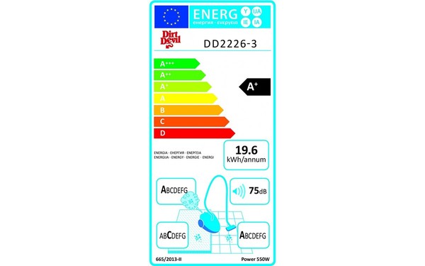 DIRT DEVIL DD2226-3 Rebel26 - &Eacute;tiquette &eacute;nergie