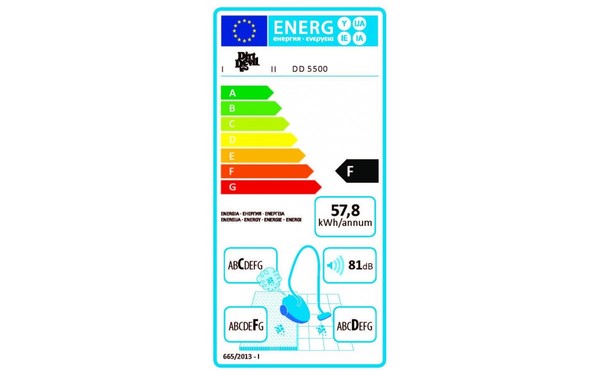 DIRT DEVIL Infinity REBEL50 Gris - &Eacute;tiquette &eacute;nergie