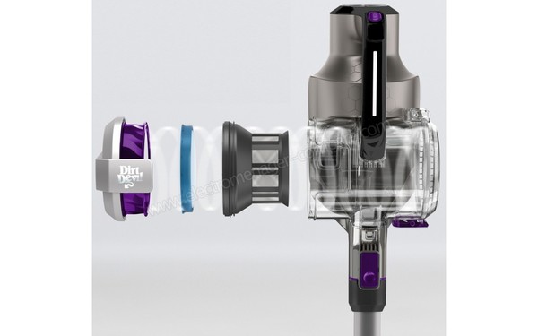 DIRT DEVIL DD777-3 Blade 32V Total - Vue de la filtration (cr&eacute;dit : Darty)