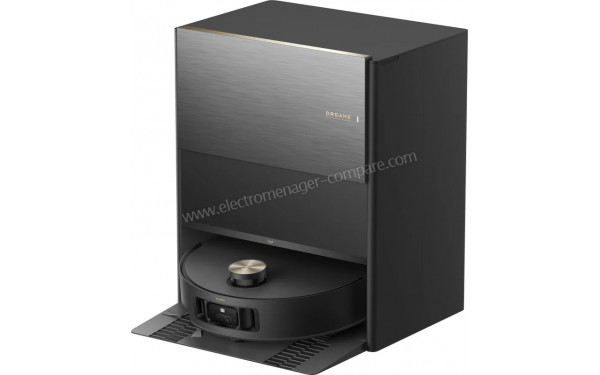 DREAME Aqua10 Roller Noir - Vue de 3/4 droite sur la station de chargement