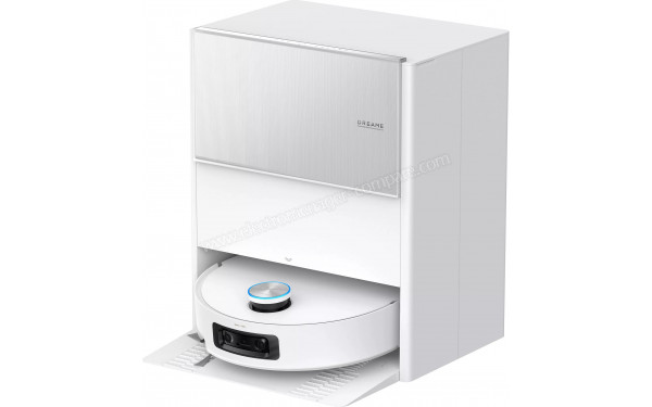 DREAME Aqua10 Ultra Roller Complete Blanc - Vue de 3/4 droite sur la base de chargement