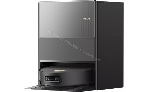 DREAME Aqua10 Ultra Roller Complete Noir - Vue de 3/4 droite sur la base de chargement