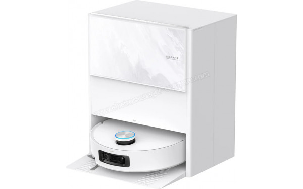 DREAME Aqua10 Ultra Track Complete Blanc - Vue de 3/4 droite sur la base de chargement