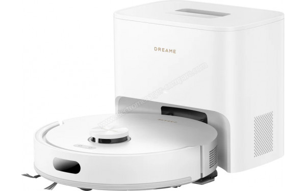 DREAME D20 Air Plus Blanc - Vue de 3/4 droite sur la station de chargement