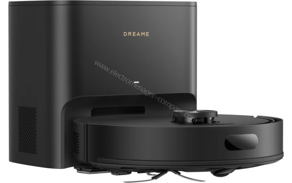 DREAME D20 Air Plus Noir - Vue de 3/4 gauche sur la station de chargement