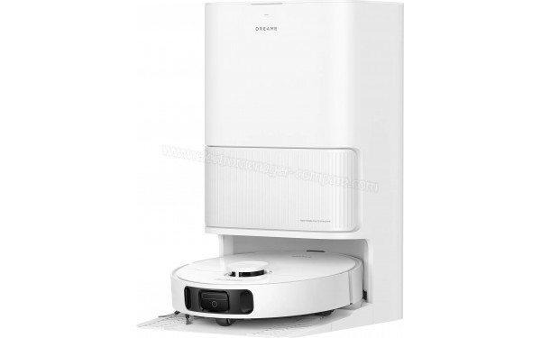 DREAME D20 Ultra Blanc - Vue de 3/4 droite sur la base de chargement