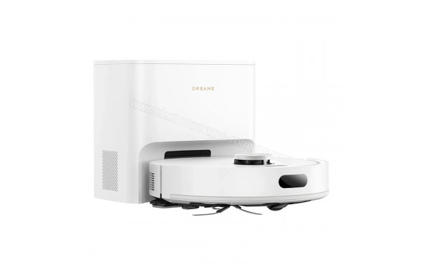 DREAME F20 Plus Blanc - Vue de 3/4 gauche sur la base de chargement