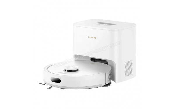 DREAME F20 Plus Blanc - Vue de 3/4 droite sur la base de chargement