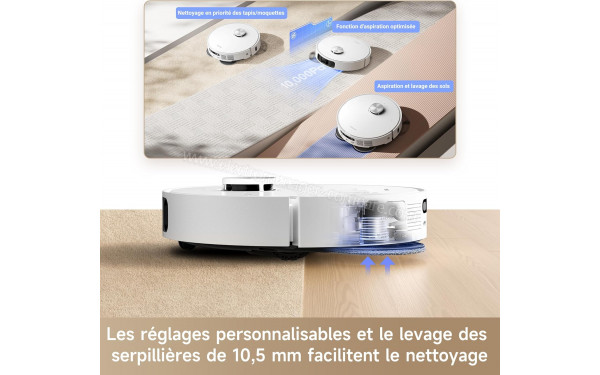 DREAME L10s Ultra Gen 2 Blanc - R&eacute;glages personnalisables et levage des serpill&egrave;res