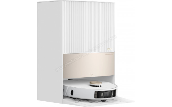 DREAME L20 Ultra Blanc - Vue de 3/4 gauche sur la base de chargement