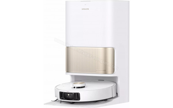 DREAME L40S Pro Ultra Blanc - Vue de 3/4 droite sur la base de chargement