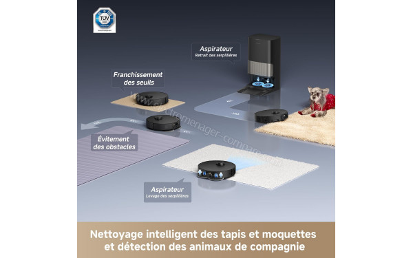 DREAME L40s Pro Ultra Noir - Nettoyage intelligent et d&eacute;tection des animaux de compagnie