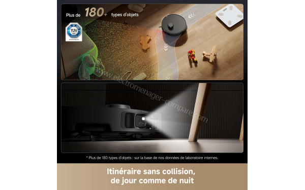 DREAME L40s Pro Ultra Noir - Itin&eacute;raire sans collision de jour comme de nuit