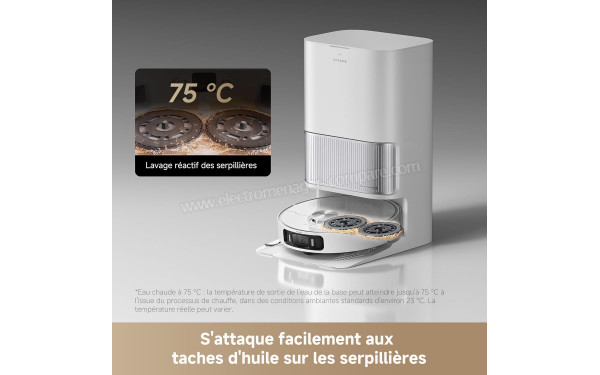 DREAME L40 Ultra AE Blanc - Lavage des serpilli&egrave;res &agrave; l'eau chaude