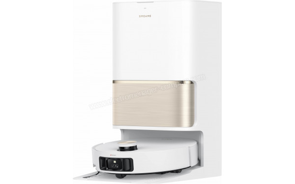 DREAME L50 Pro Ultra Blanc - Vue de 3/4 droite sur la base de chargement