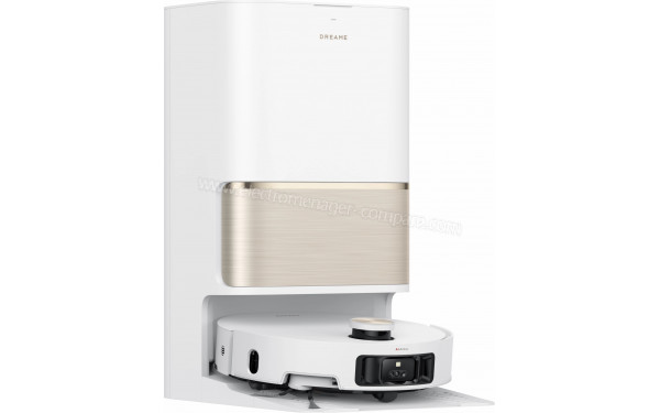 DREAME L50 Pro Ultra Blanc - Vue de 3/4 gauche sur la base de chargement
