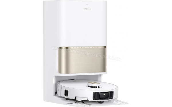 DREAME L50s Pro Ultra Blanc - Vue de 3/4 gauche sur la station de chargement