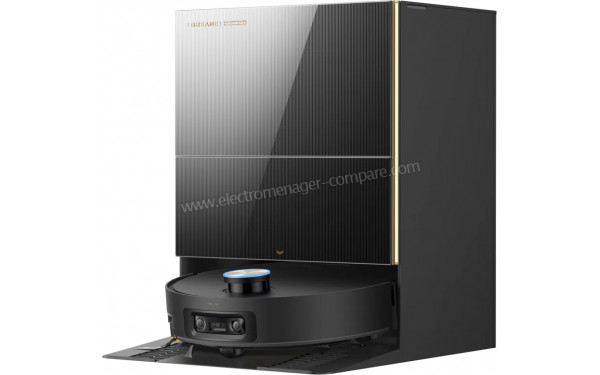 DREAME X60 Pro Ultra Complete Noir - Vue de 3/4 droite sur station de chargement