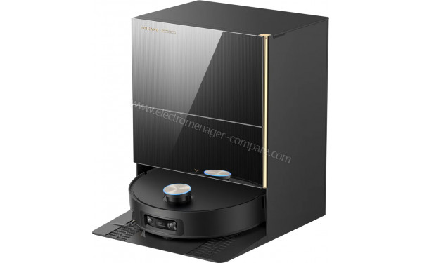 DREAME X60 Pro Ultra Complete Noir - Vue de 3/4 droite sur station de chargement