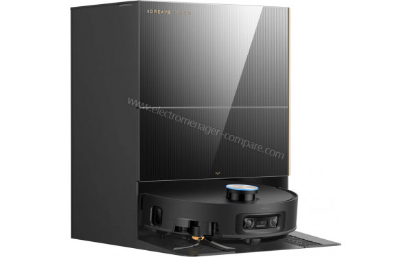DREAME X60 Pro Ultra Complete Noir - Vue de 3/4 gauche sur station de chargement