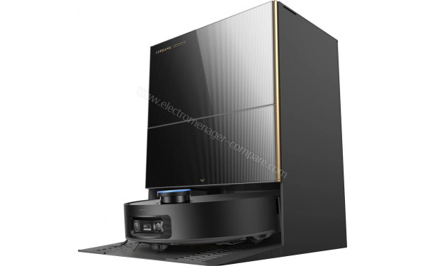 DREAME X60 Pro Ultra Complete Noir - Vue de 3/4 droite sur station de chargement