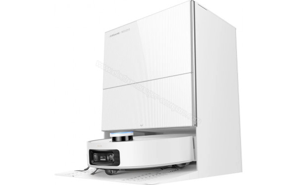 DREAME X60 Pro Ultra Complete Blanc - Vue de 3/4 droite sur la base de chargement