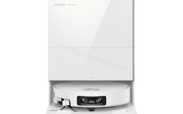 DREAME X60 Pro Ultra Complete Blanc - Vue de face sur la base de chargement