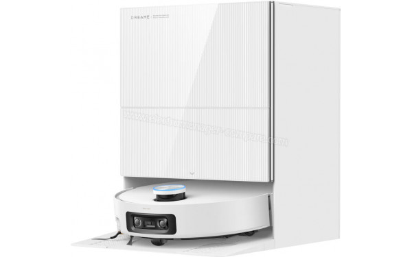 DREAME X60 Pro Ultra Complete Blanc - Vue de 3/4 droite sur la base de chargement