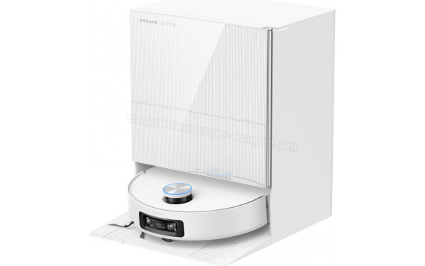 DREAME X60 Pro Ultra Complete Blanc - Vue de 3/4 droite sur la base de chargement