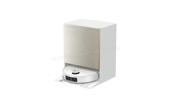 DREAME X60 Ultra Blanc - Vue de 3/4 droite sur la base de chargement