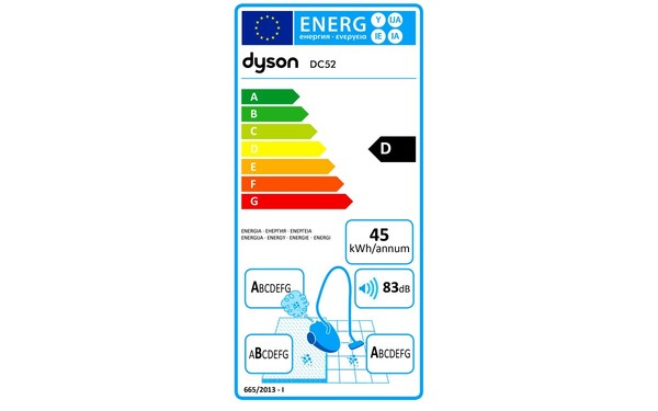 DYSON DC52 Allergy + Mattress - &Eacute;tiquette &eacute;nergie