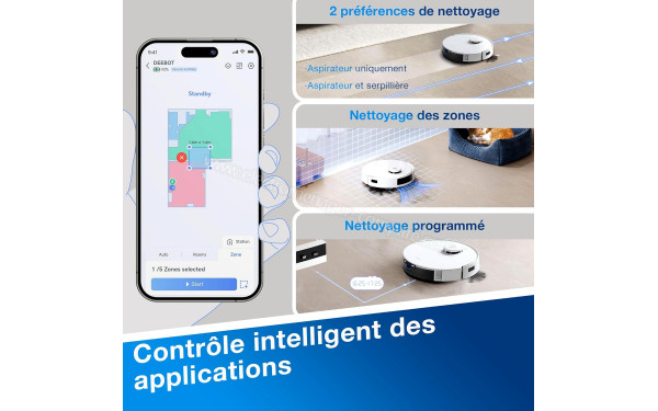 ECOVACS DEEBOT N20 Blanc - Application pour smartphones ou tablettes