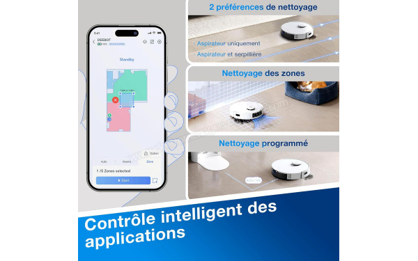 ECOVACS DEEBOT N20 PLUS Blanc - Application pour smartphones ou tablettes