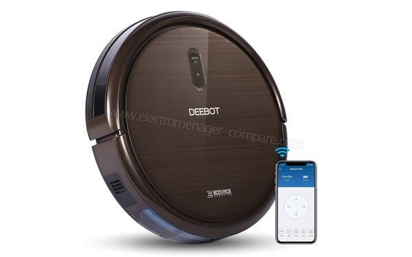 ECOVACS DEEBOT N79S - Vue 3/4 gauche avec t&eacute;l&eacute;commande