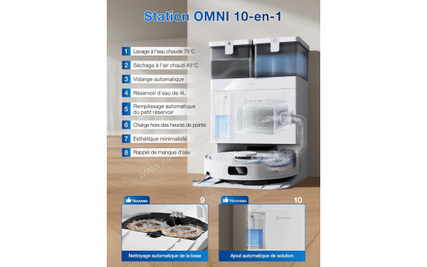 ECOVACS DEEBOT T30C Omni Blanc - Station de chargement 10 en 1