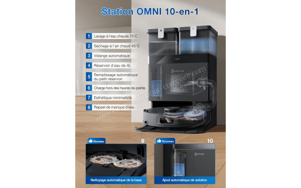 ECOVACS DEEBOT T30C Omni Noir - Station de chargement 10 en 1