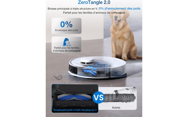 ECOVACS DEEBOT T30C Pro Omni Blanc - Brosse ZeroTangle 2.0