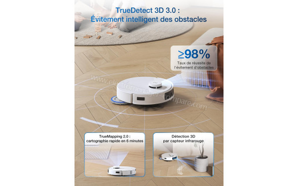 ECOVACS DEEBOT T30C Pro Omni Blanc - Evitement intelligent des obstacles TrueDetect 3D 3.0