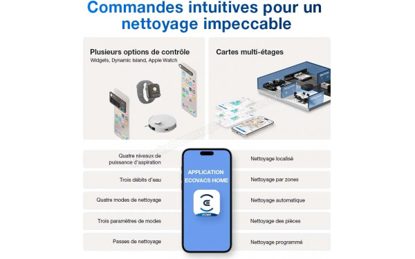 ECOVACS DEEBOT T30e Omni Blanc - Application pour smartphones ou tablettes