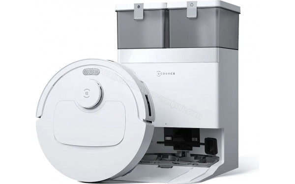 ECOVACS DEEBOT T30e Omni Blanc - Vue du dessus avec station de chargement