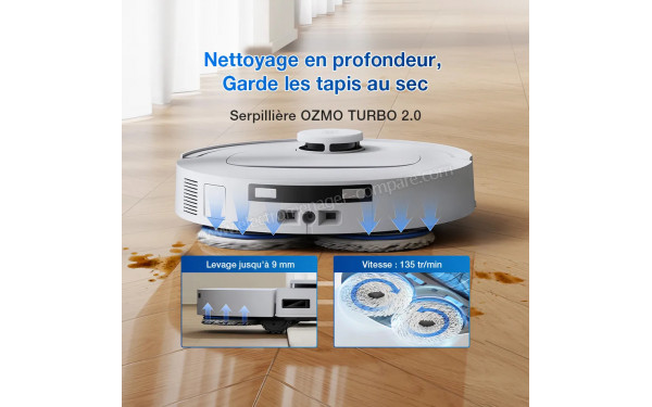 ECOVACS DEEBOT T30e Omni Blanc - Serpilli&egrave;re Ozmo Turbo 2.0