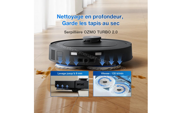 ECOVACS DEEBOT T30e Omni Noir - Serpilli&egrave;re Ozmo Turbo 2.0