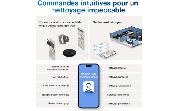 ECOVACS DEEBOT T30e Omni Noir - Application pour smartphones ou tablettes