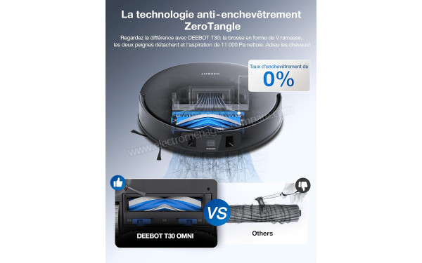 ECOVACS DEEBOT T30 OMNI Noir - Technologie anti-enchev&ecirc;trement
