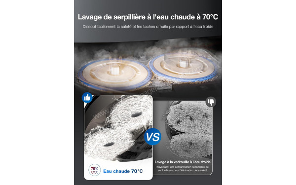 ECOVACS DEEBOT T30 OMNI Noir - Lavage de serpilli&egrave;re &agrave; l'eau chaude