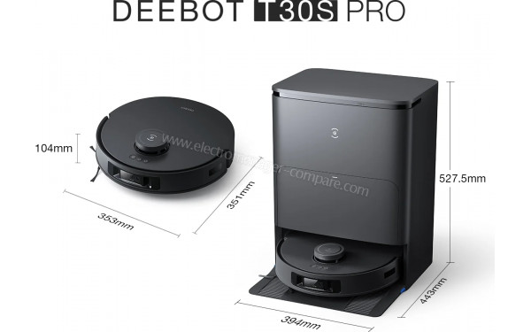ECOVACS DEEBOT T30S Pro Omni Noir - Dimensions