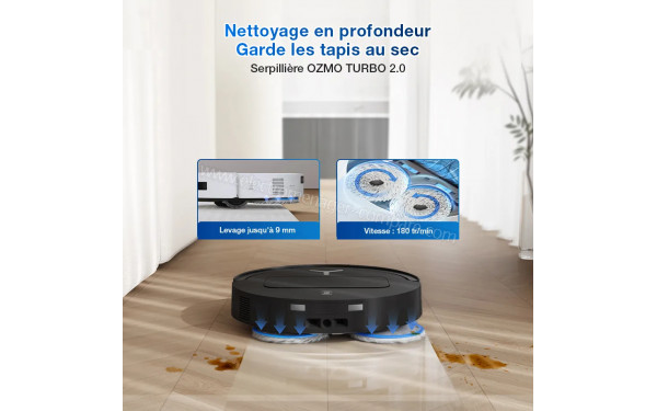 ECOVACS DEEBOT T50 Omni Gen2 Noir - Serpilli&egrave;re Ozmo Turbo 2.0